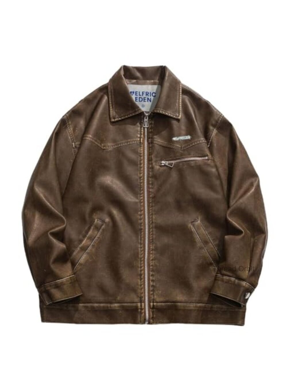 Oversized Faux Leather Motorcycle Jacket Zip Up Moto Coat Vintage Retro Y2k